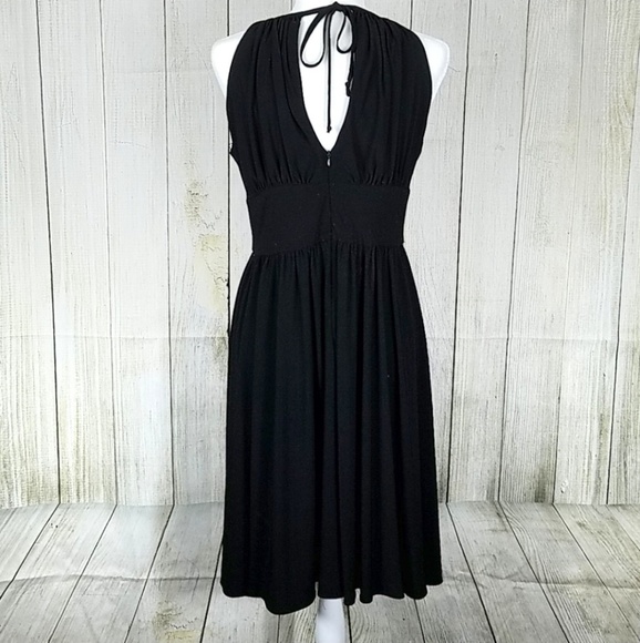 Black flowy halter style dress prom cocktail - Picture 3 of 5